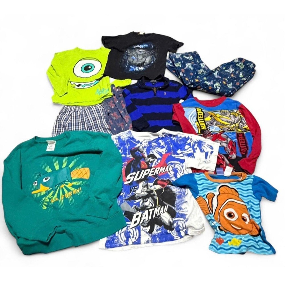 Boys Clothes Lot Mixed Disney Pixar Marvel Polo Transformers Character 10pc